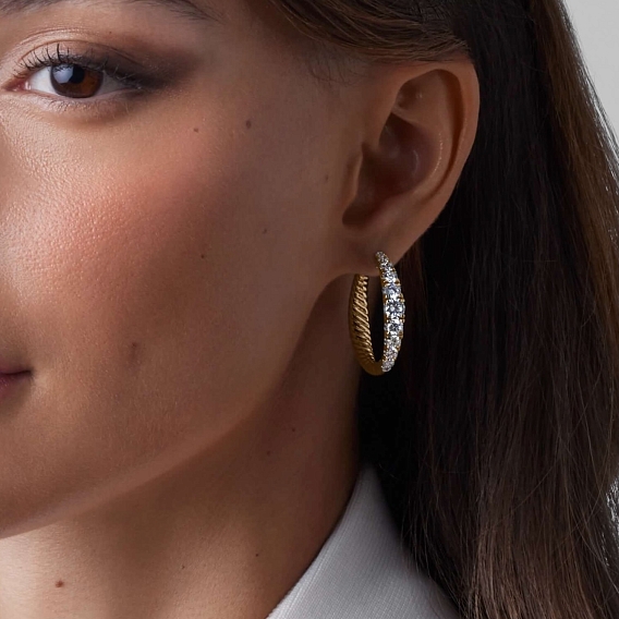 14K Yellow Gold Graduation Hoops 3 CTW