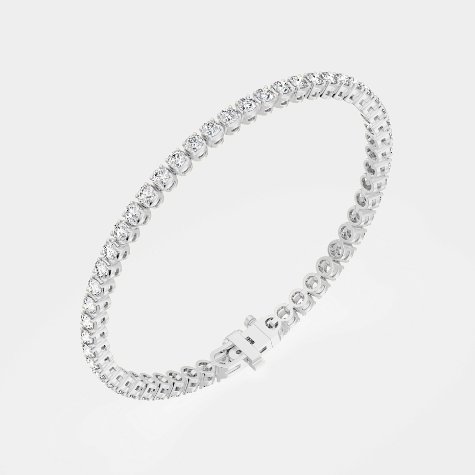 picture 14K W Gold 4-Prong Round Tennis Bracelet 5 CTW…