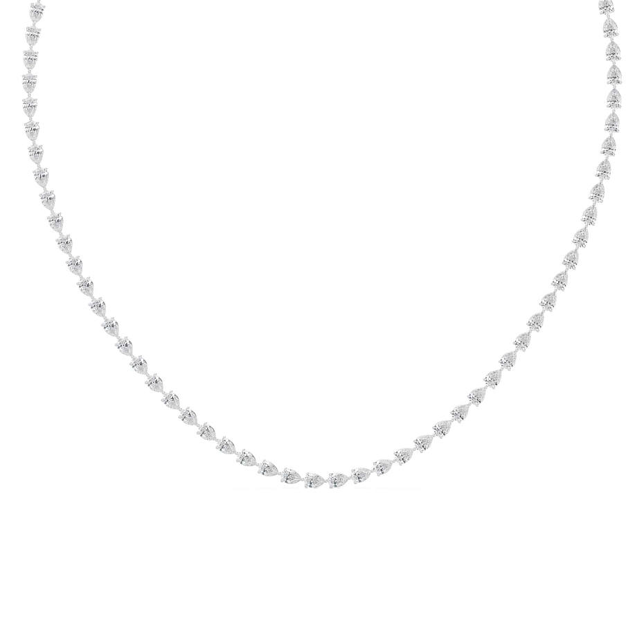 picture 14k White Gold Pear Tennis Necklace 14 CTW