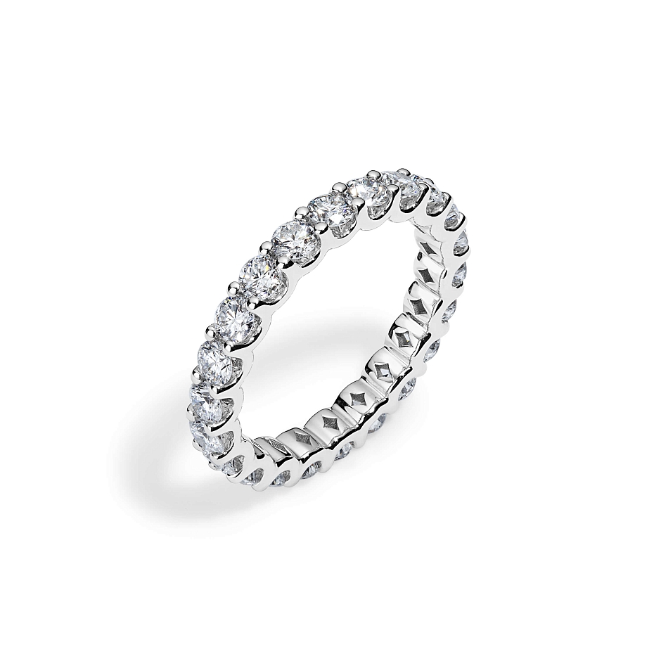 picture 14K White Gold U Round Eternity Ring 2 CTW…