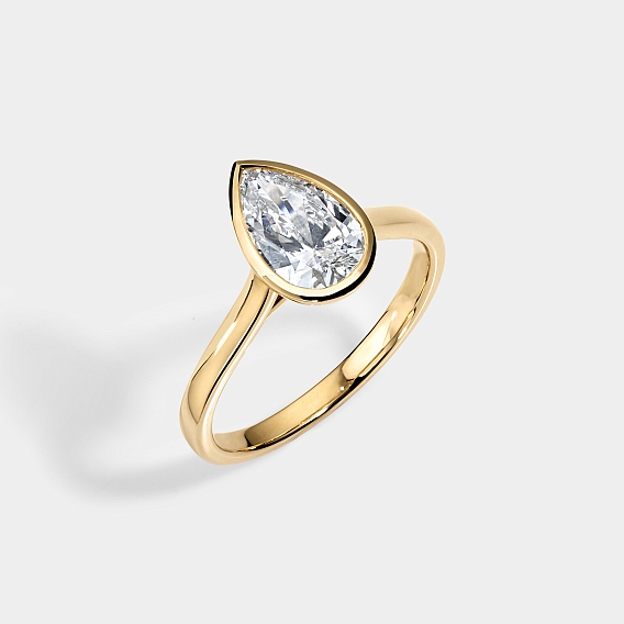 Bezel set Pear CUT SOLITAIRE ENGAGEMENT RING