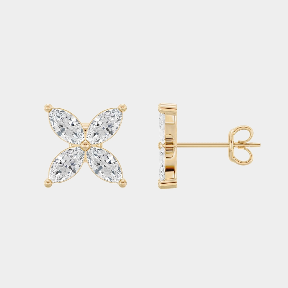 picture 14K Yellow Gold Marquise Studs 1.25 CTW