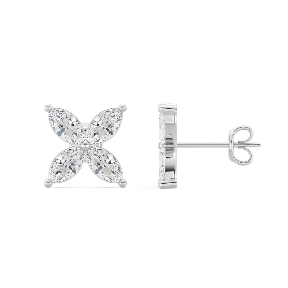 picture 14K White Gold Marquise Studs 1.25 CTW