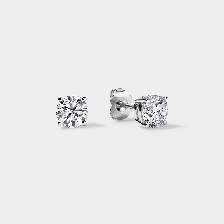 picture 14K White Gold Basket Studs 1-5 CTW