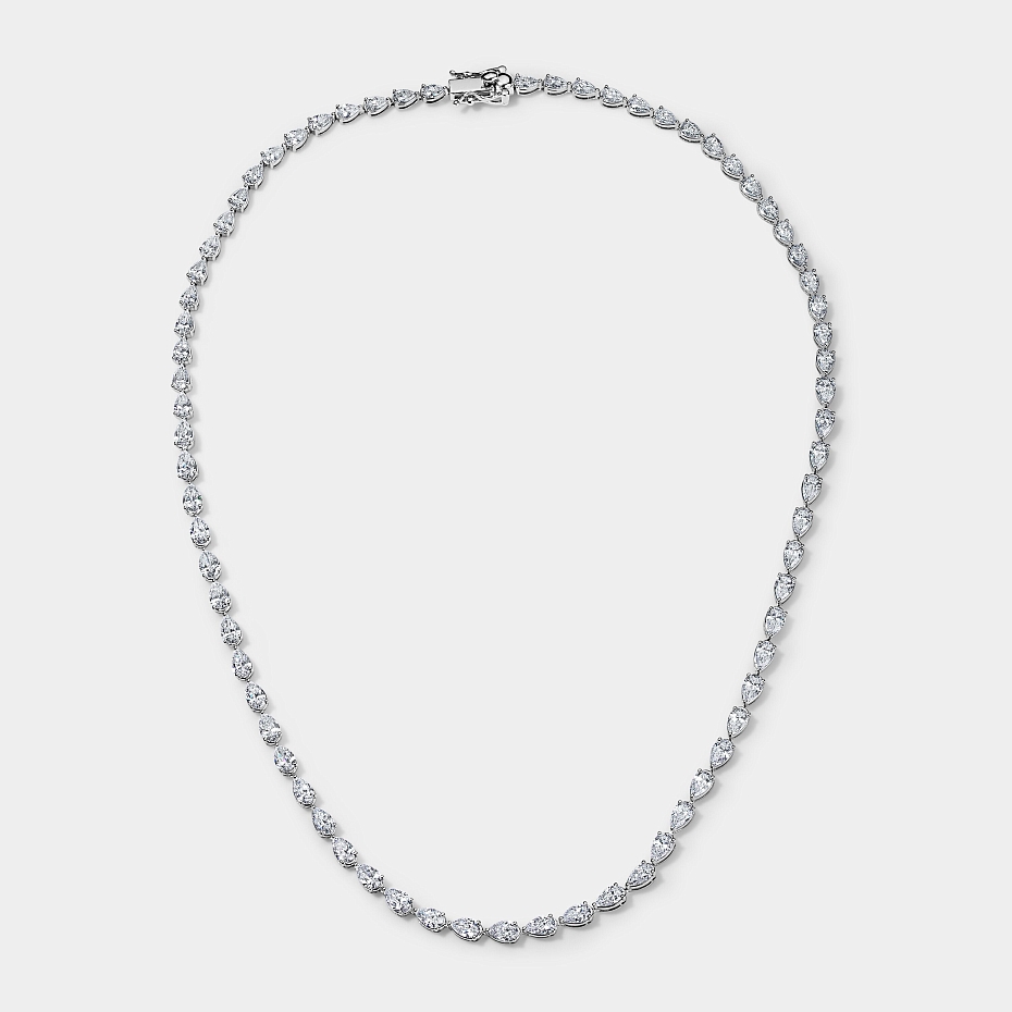 picture 14k White Gold Pear Tennis Necklace 14 CTW