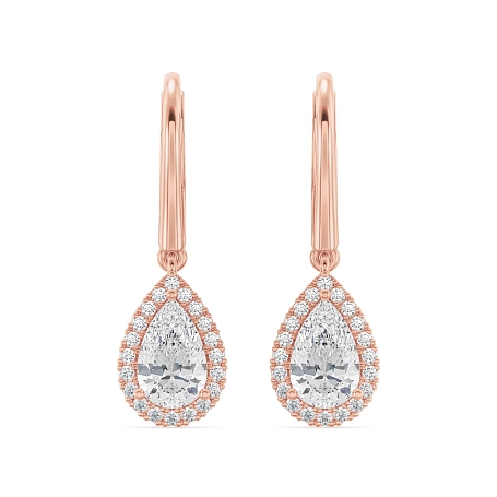 picture 14K Rose Gold Pear Halo Earrings 1.7 CTW – Setepai