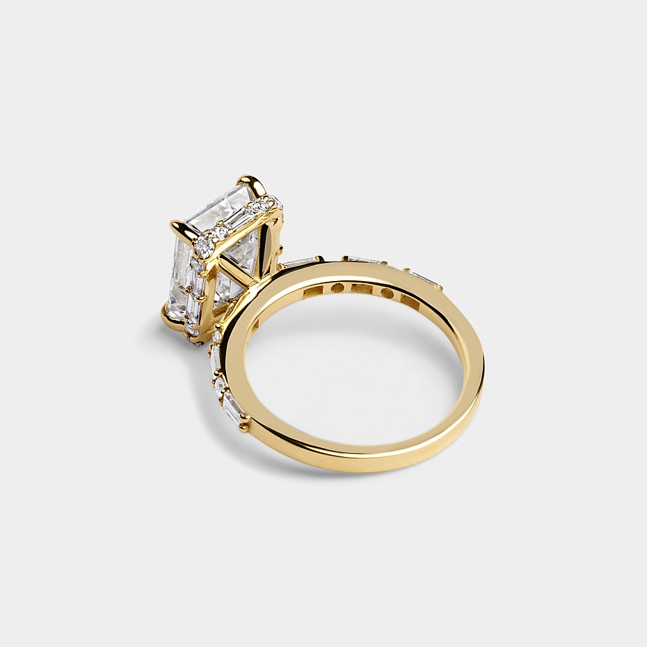 picture Emerald CUT ENGAGEMENT RING WITH baguettes