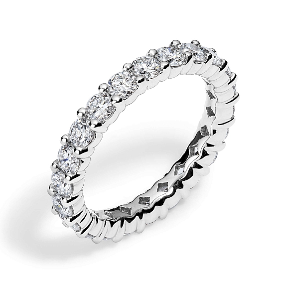 14K White Gold Round Split Eternity Ring 2 CTW…