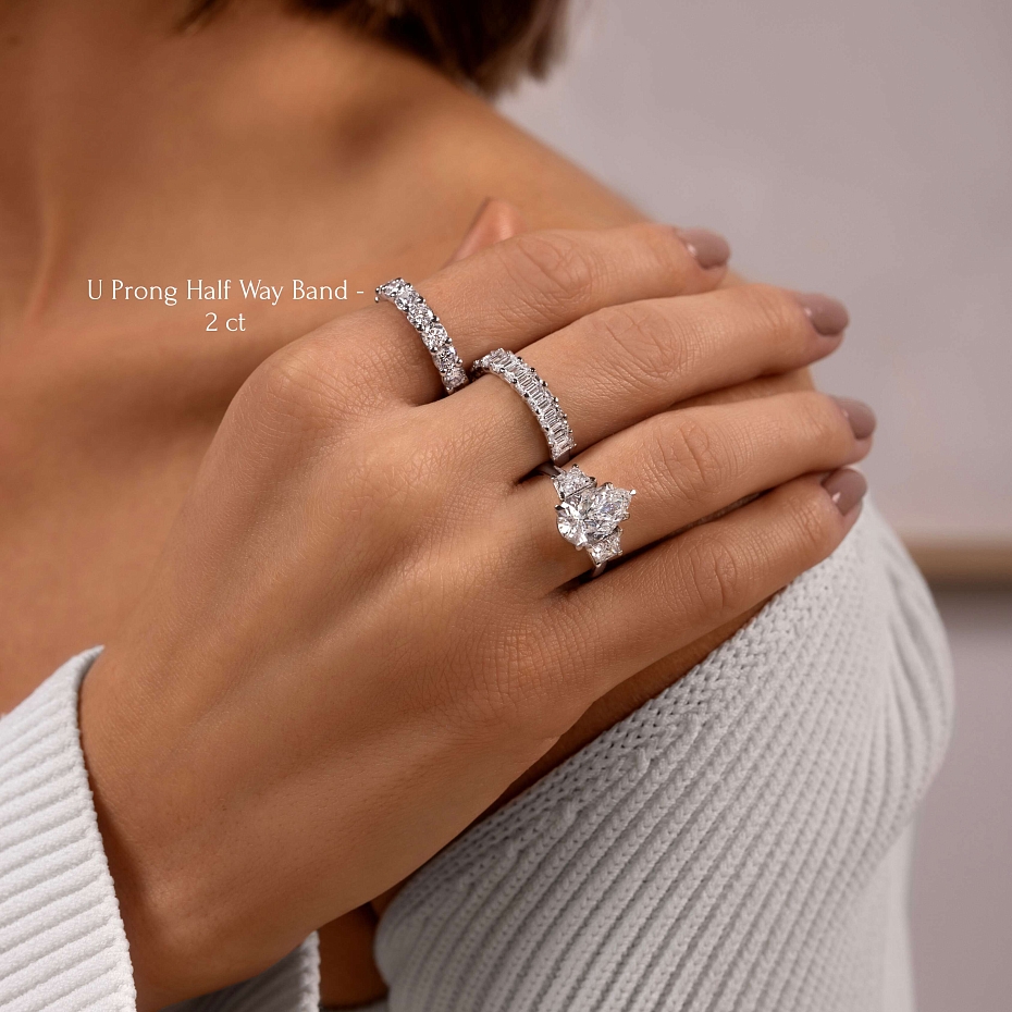 picture 14K White Gold Round U Anniversary Ring 2 CTW…