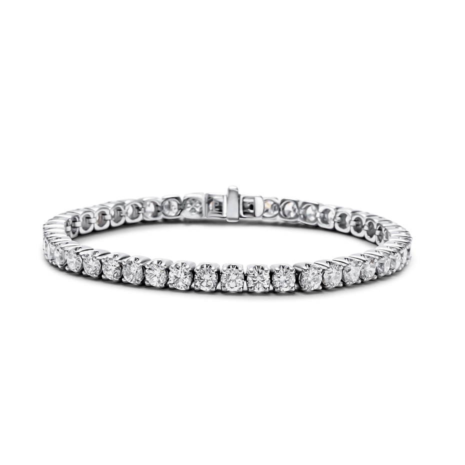 picture 14K White Gold Crown Prong Tennis Bracelet (8 CTW)