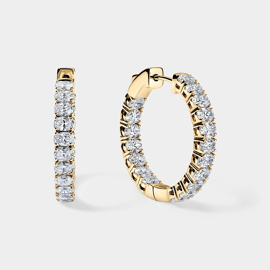 picture 14K Yellow Gold Oval Hoops 3.5 CTW