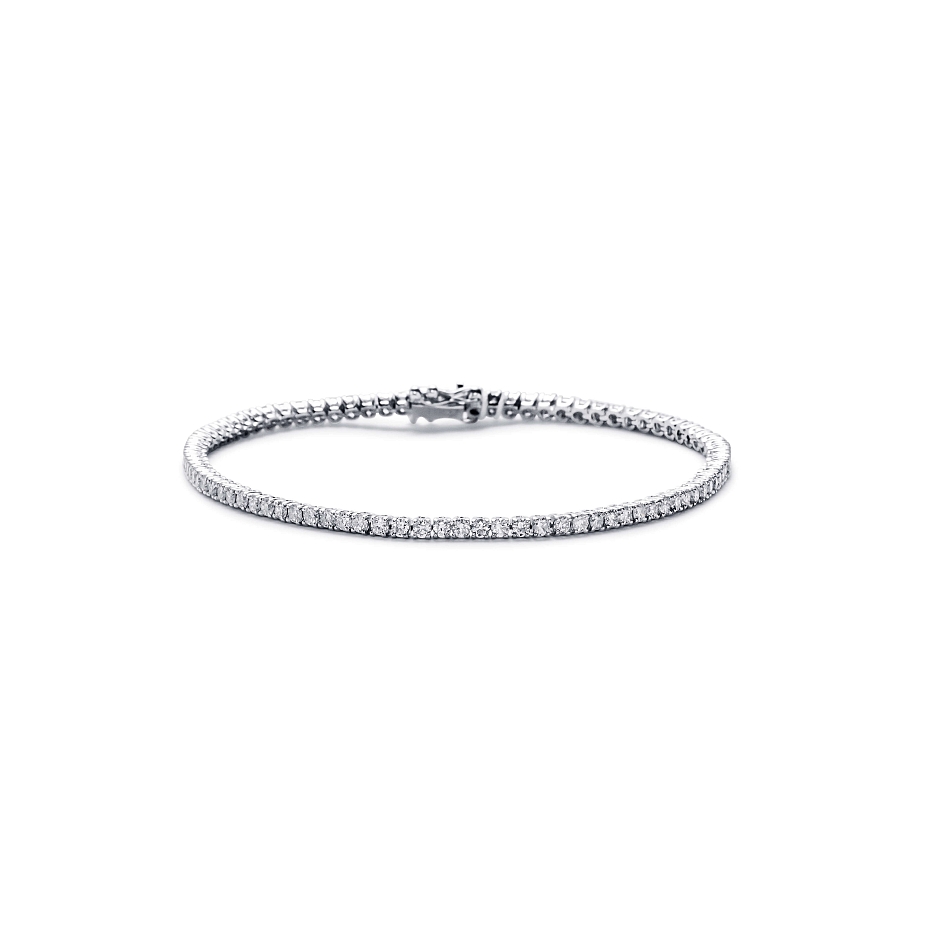 picture 14K White Gold Classic Tennis Bracelet (3 CTW…