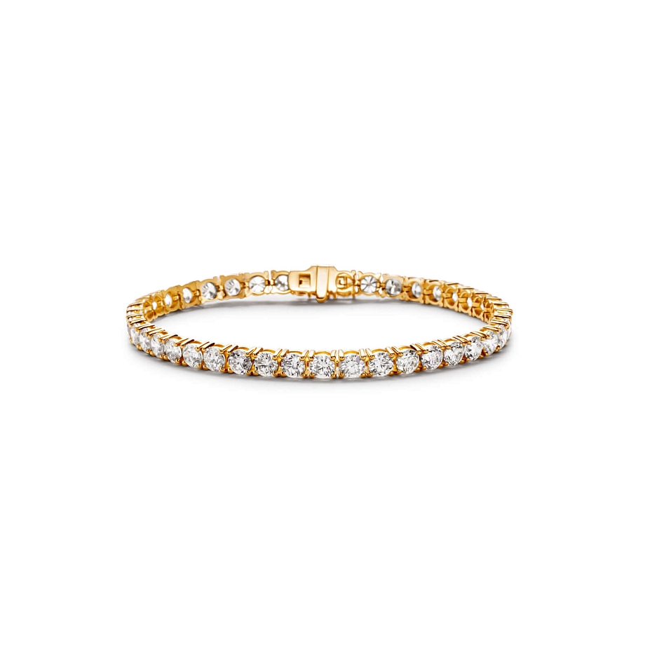 picture 14K Yellow Gold Classic Tennis Bracelet (10 CTW...