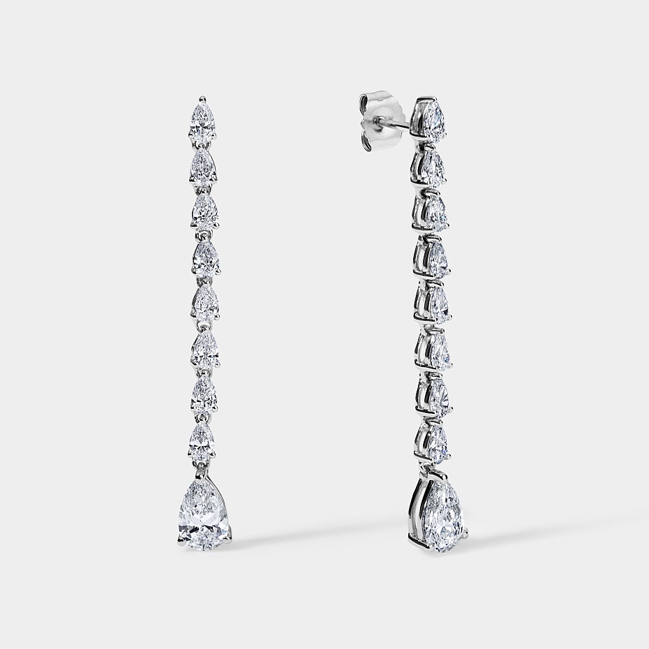 picture 14K White Gold Pear Earrings 2 CTW