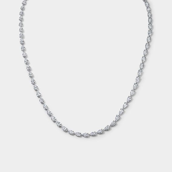 14k White Gold Pear Tennis Necklace 14 CTW