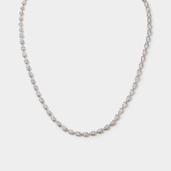 14k Rose Gold Pear Tennis Necklace 14 CTW