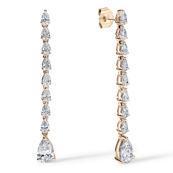 14K Rose Gold Pear Earrings 2 CTW