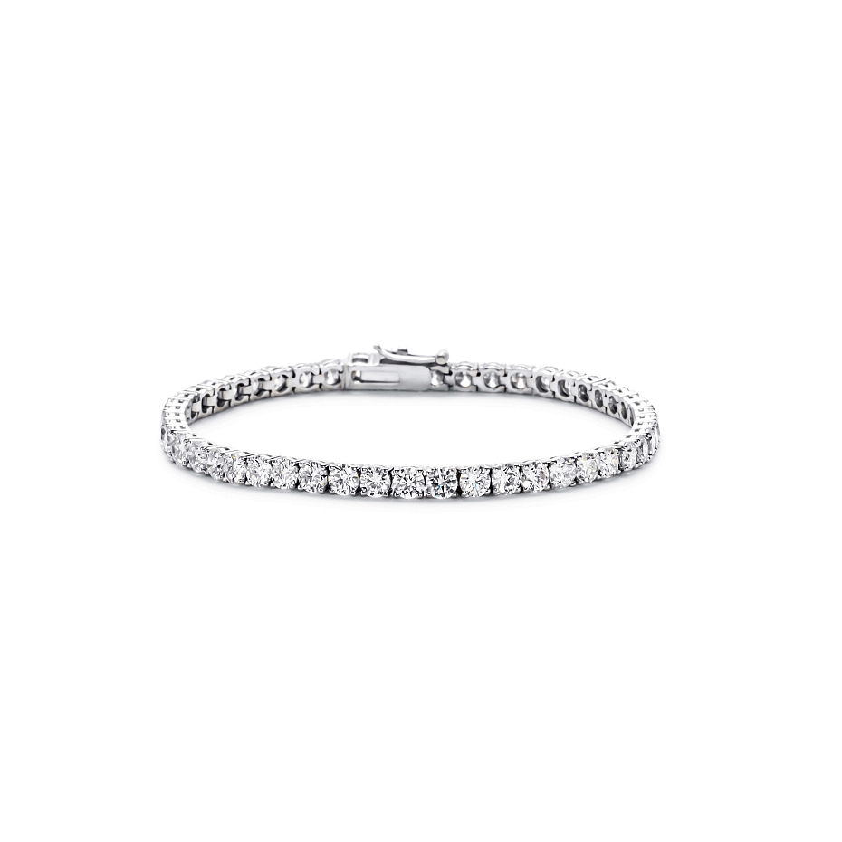 picture 14K White Gold Classic Tennis Bracelet 10 CTW...
