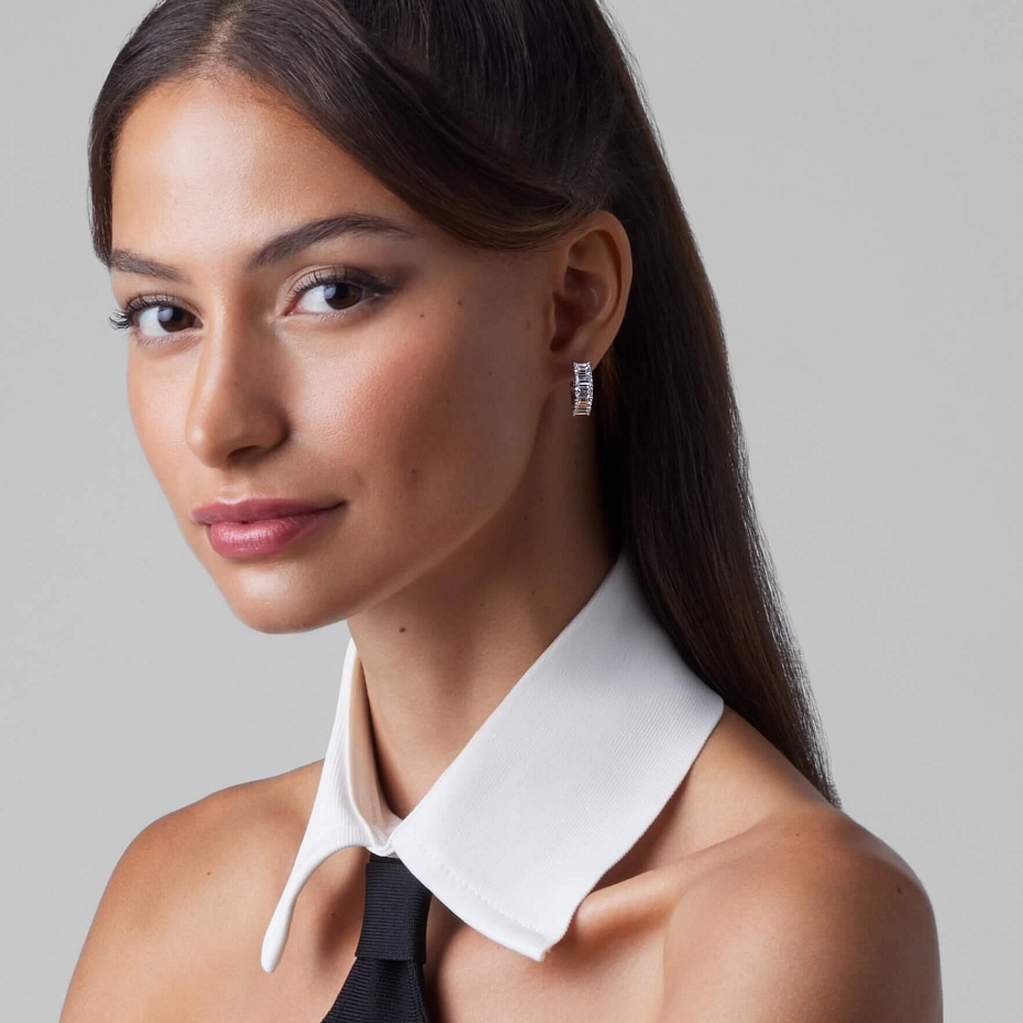 picture 14K White Gold Emerald Huggies 5 CTW