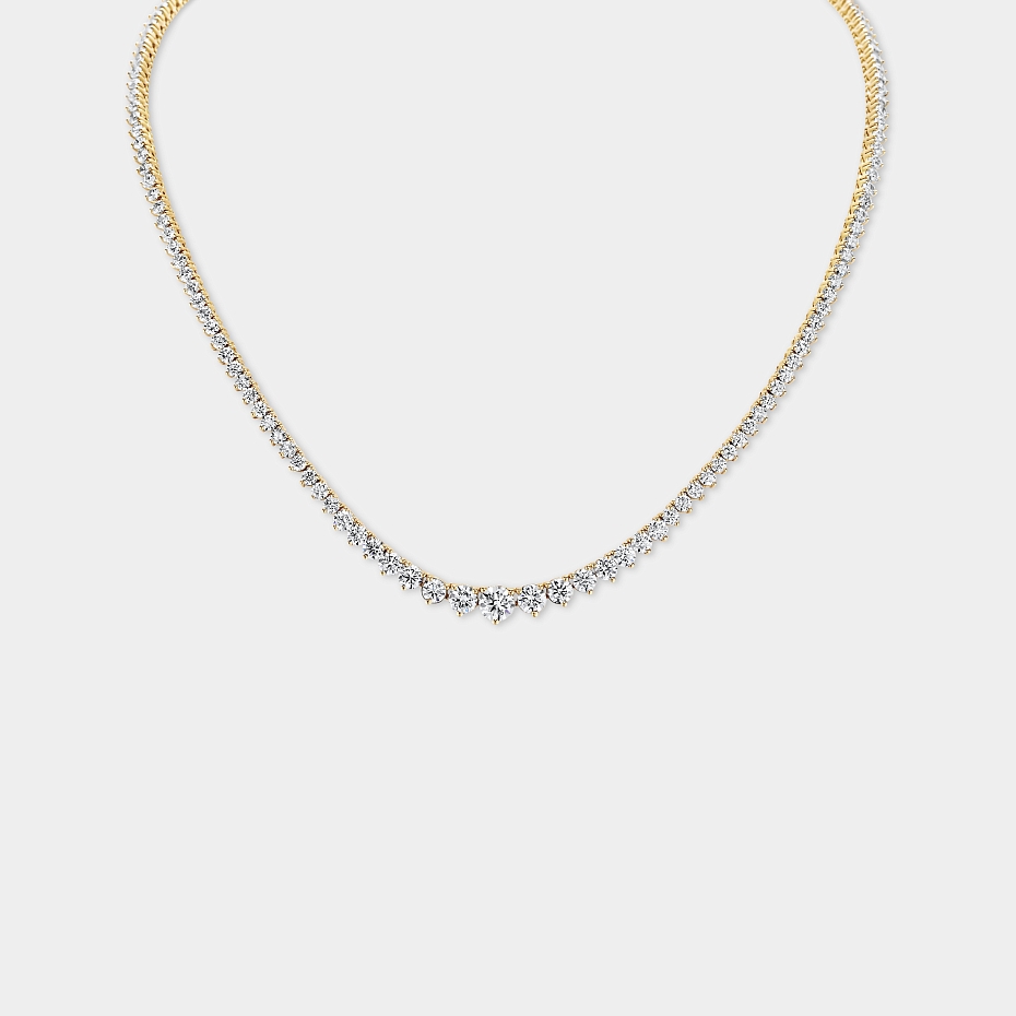 picture 18K Yellow Gold Graduating Necklace 14 CTW...