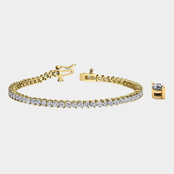 14K Yellow Gold 2-Prong Tennis Bracelet 10 CTW...