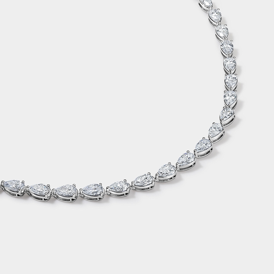 picture 14k White Gold Pear Tennis Necklace 14 CTW