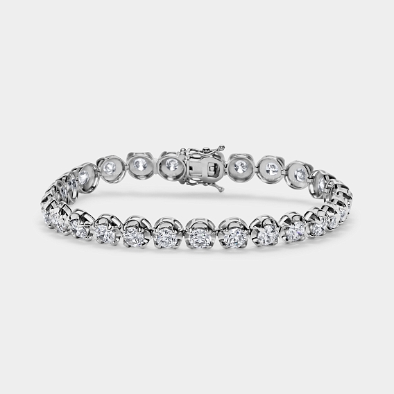 14K W-Gold Crown Head Tennis Bracelet 9 CTW