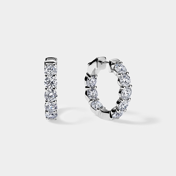 14K White Gold Inside Out Hoops 4 CTW...