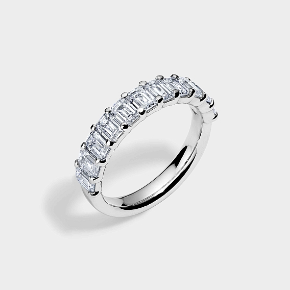 14K White Gold Emerald Anniversary Ring 2 CTW…