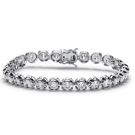 picture 14K White Gold Crown Head Prong Tennis Bracelet (9 CTW.. – Setepai