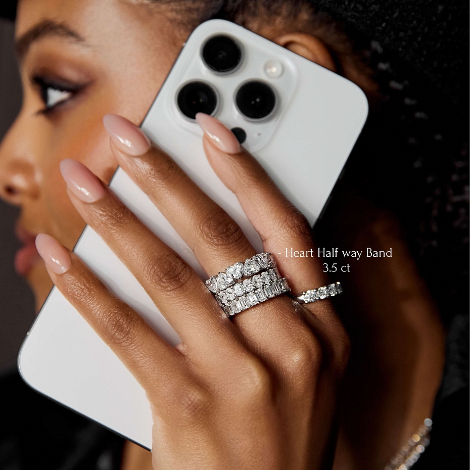 picture 14K White Gold Heart Anniversary Ring 3.5 CTW…