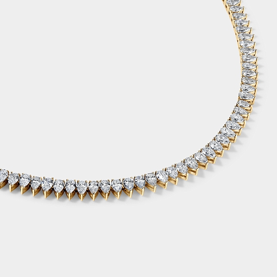 14k Yellow Gold Pear Tennis Necklace 13 CTW