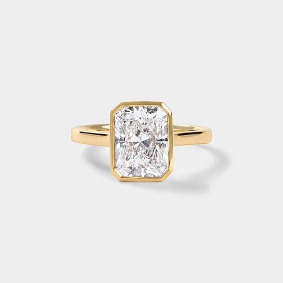 Bezel set Radiant CUT SOLITAIRE ENGAGEMENT RING