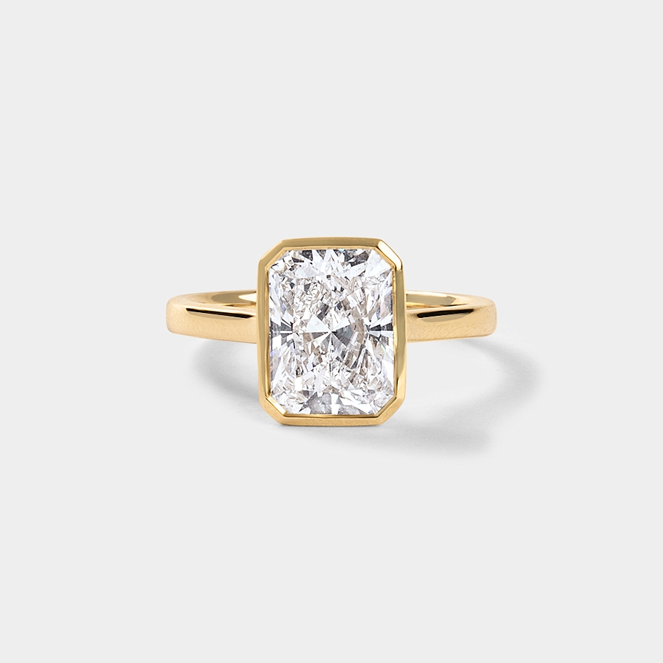 picture Bezel set Radiant CUT SOLITAIRE ENGAGEMENT RING