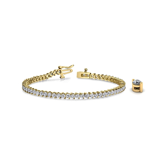 14K Yellow Gold 2-Prong Tennis Bracelet 10 CTW...
