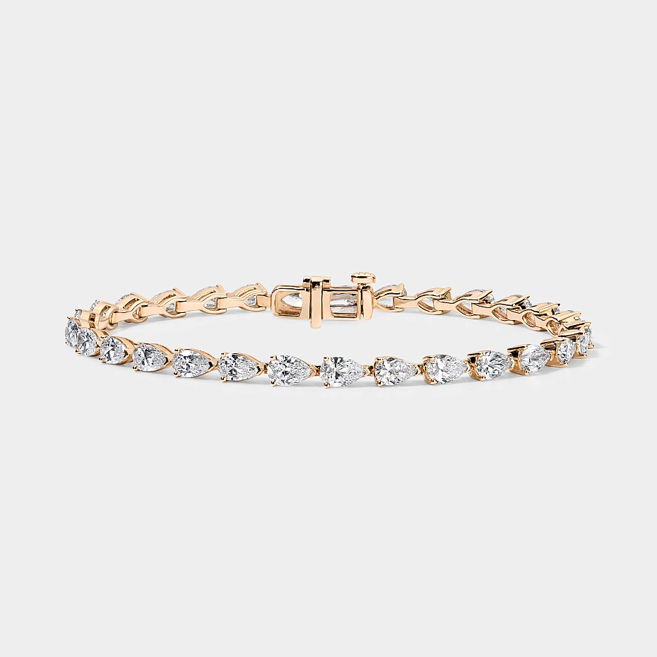 picture 14K Rose Gold Pear Tennis Bracelet 7 CTW