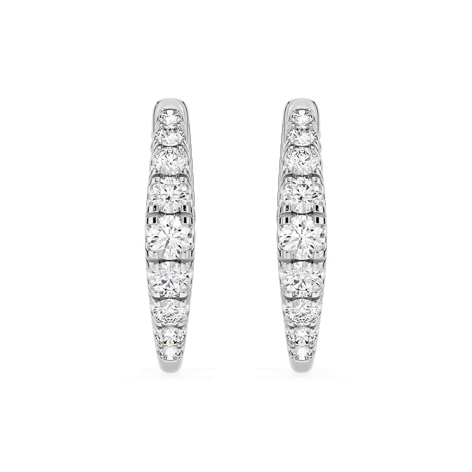 picture 14K White Gold Graduation Hoops 3 CTW