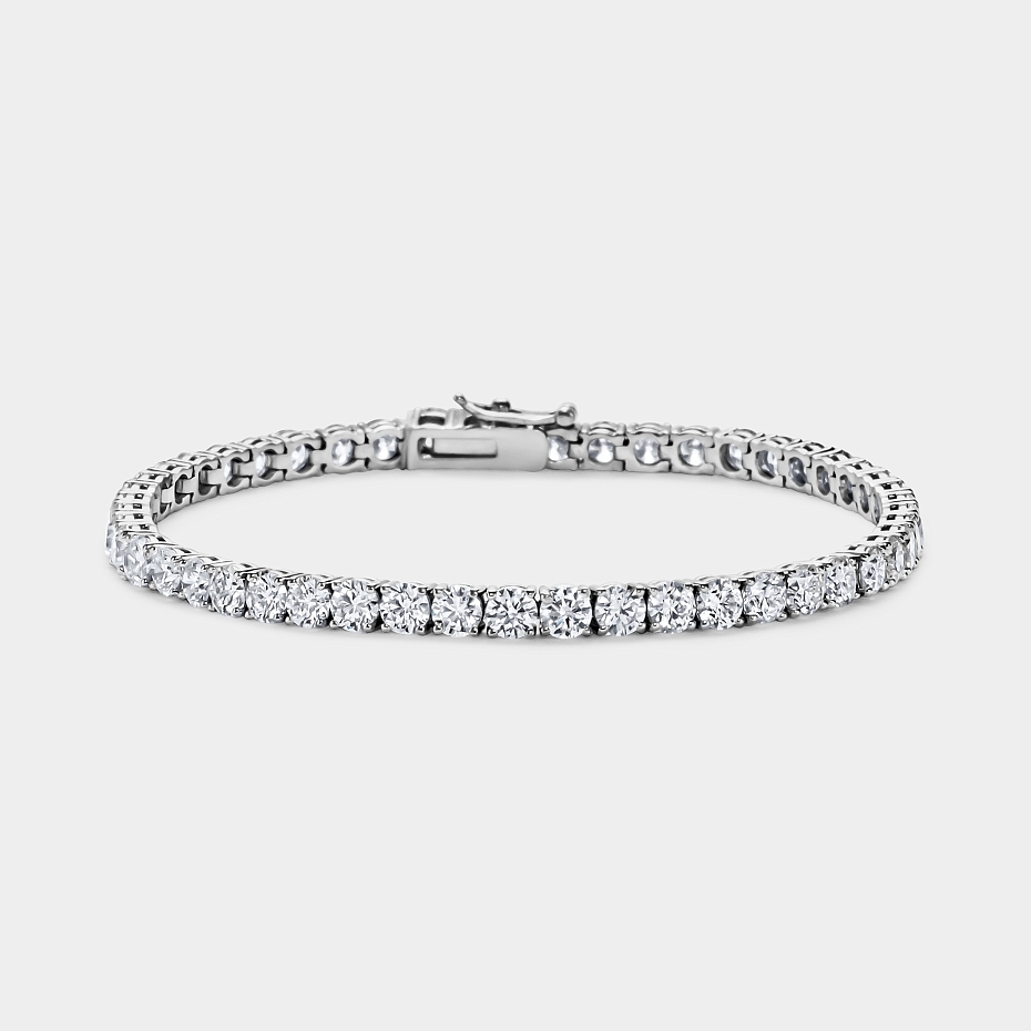 picture 14K White Gold Classic Tennis Bracelet 10 CTW...