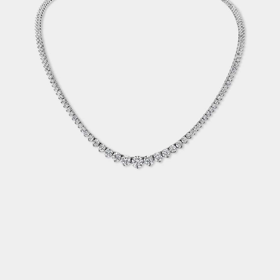 picture 14K White Gold Graduating Necklace 17 CTW...