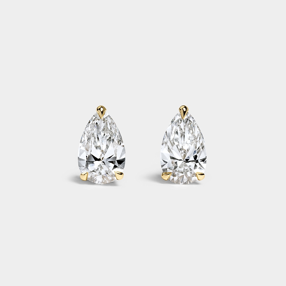 picture 14K Yellow Gold Pear Studs 9 CTW