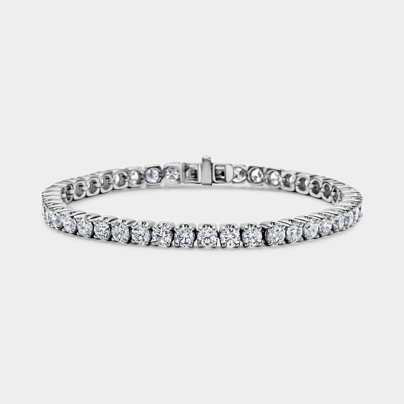 14K White Gold Crown Tennis Bracelet 8 CTW