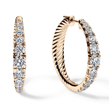 picture 14K Rose Gold Graduation Hoops 3 CTW… – Setepai