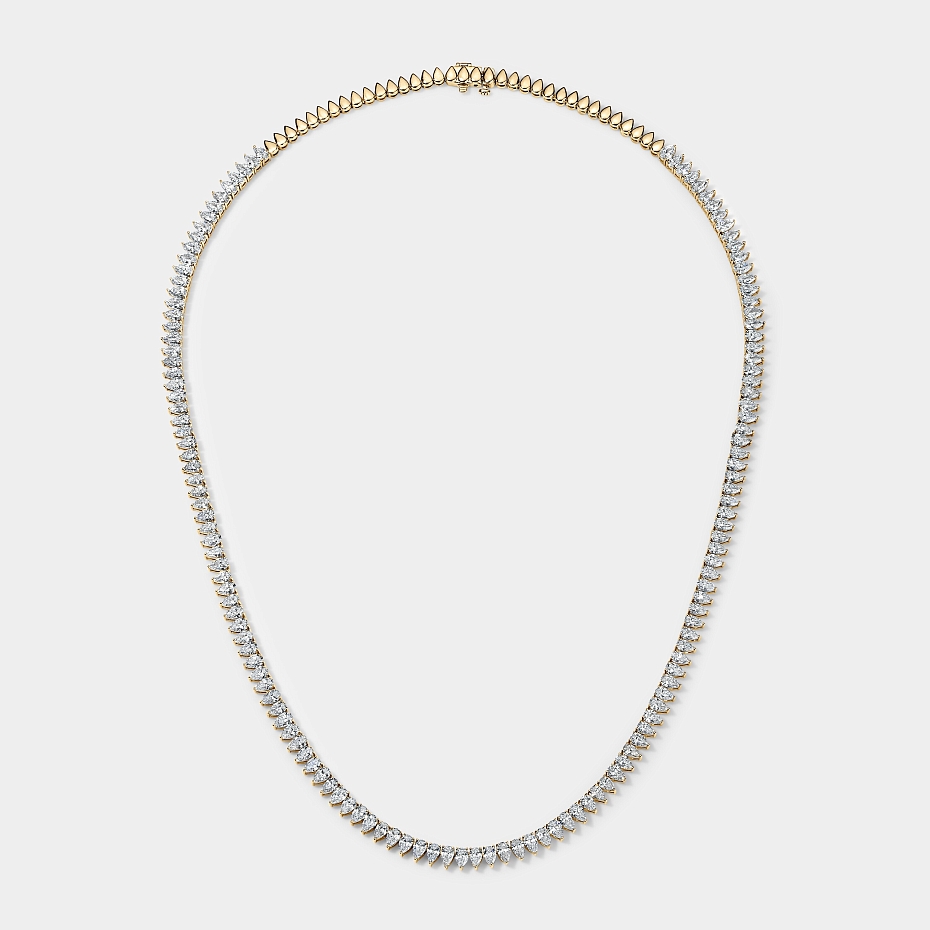 picture 14k Yellow Gold Pear Tennis Necklace 13 CTW