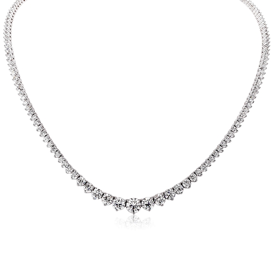 14K White Gold Graduating Necklace (17 CTW...