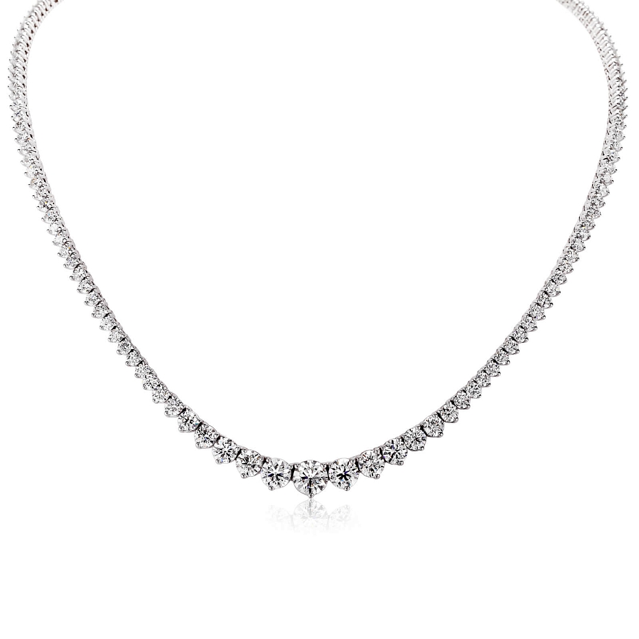picture 14K White Gold Graduating Necklace 17 CTW...