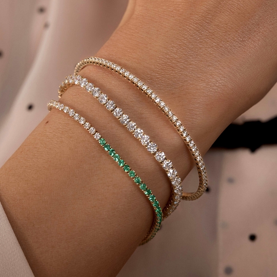 14K Yellow Gold Classic Tennis Bracelet 5 CTW...