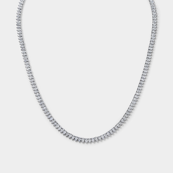 14k White Gold Pear Tennis Necklace 13 CTW