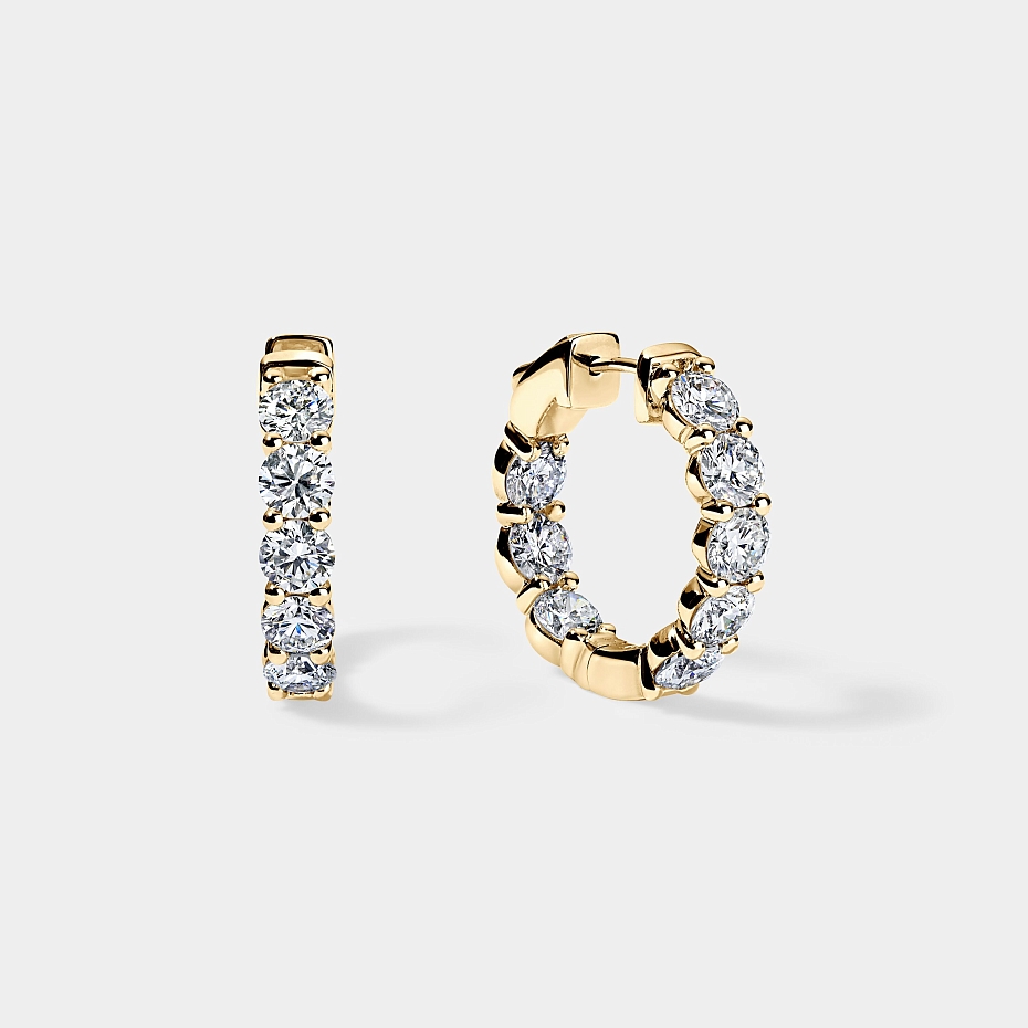 picture 14K Yellow Gold Inside Out Hoops 4 CTW…