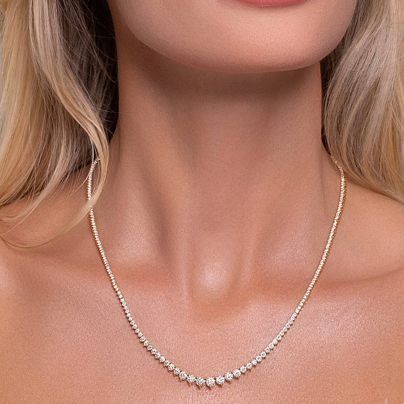 18K Yellow Gold Graduating Necklace 14 CTW...