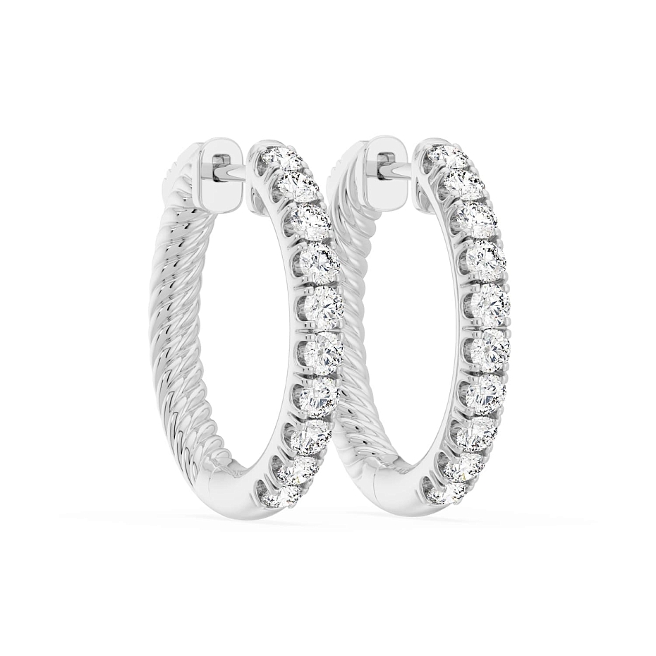 picture 14K White Gold Round Split Hoops 3 CTW…